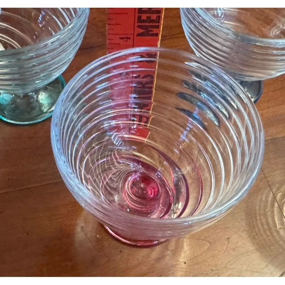 Set‎ of 6 Anchor Hocking Manhattan Park Avenue Multicolored Glass Ice Cream Bowl